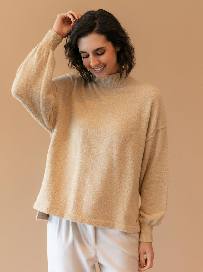 BLUSA BIAMAR FIO PLUMA BEGE